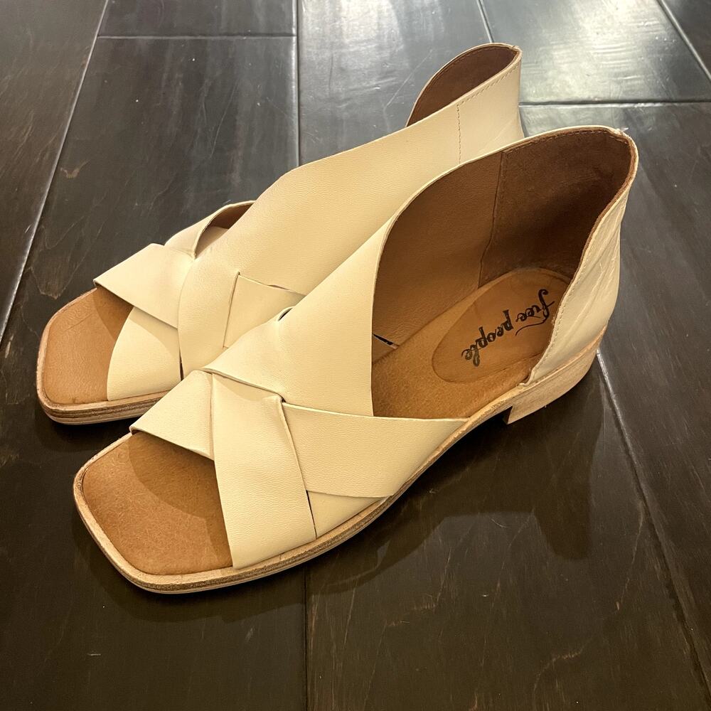 Free People Sun Valley Sandals Sienna White Leather Women's Size EU 38.5